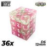 36x Dados D6 12mm - Rosa Claro