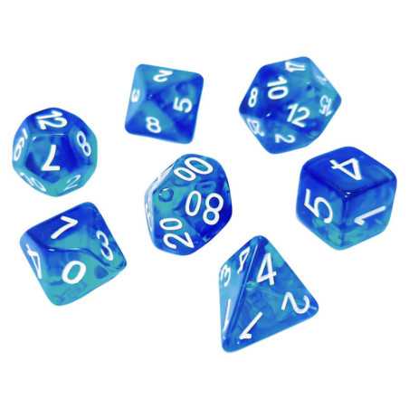 7x Dados Mix 16mm - Azul/Turquesa Transparente