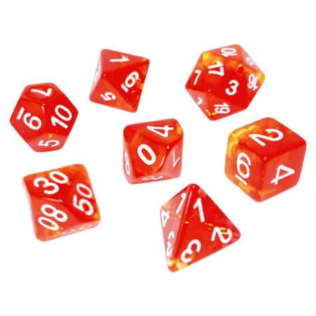 7x Dados Mix 16mm - Rojo/Amarillo Transparente