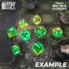 12x Dados D6 16mm - Verde/Amarillo Transparente
