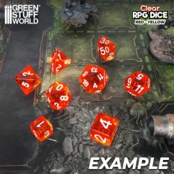 12x Dados D6 16mm - Rojo/Amarillo Transparente