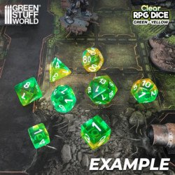 36x Dados D6 12mm - Verde/Amarillo Transparente