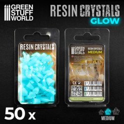 Cristales de Resina AZUL TURQUESA GLOW - Medianos