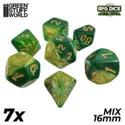 7x Dados Mix 16mm - Verde Marmol