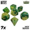 7x Dados Mix 16mm - Verde Marmol