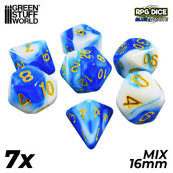 7x Dados Mix 16mm - Azul Blanco