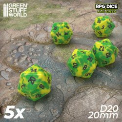 5x Dados D20 20mm - Lima Marmol