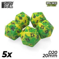 5x Dados D20 20mm - Lima Marmol