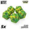5x Dados D20 20mm - Lima Marmol