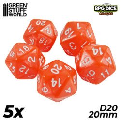 5x Dados D20 20mm - Naranja