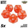 5x Dados D20 20mm - Naranja