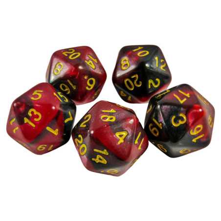 5x Dados D20 20mm - Rojo Marmol