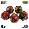 5x Dados D20 20mm - Rojo Marmol