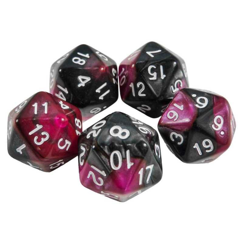5x Dados D20 20mm - Lila Marmol
