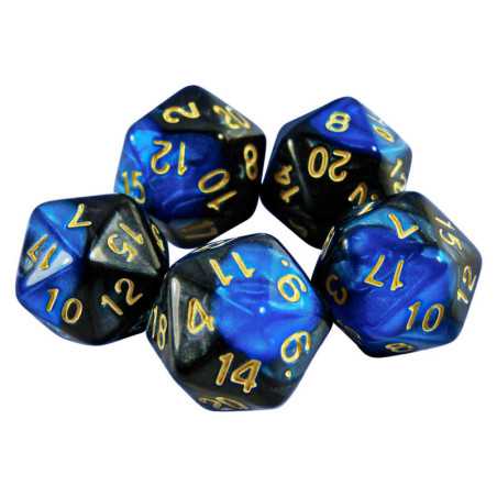 5x Dados D20 20mm - Azul Marmol