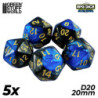 5x Dados D20 20mm - Azul Marmol