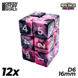 12x Dados D6 16mm - Rosa Marmol
