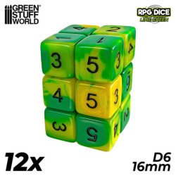 12x Dados D6 16mm - Lima Marmol