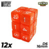 12x Dados D6 16mm - Naranja