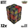 12x Dados D6 16mm - Rojo Marmol