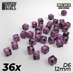 36x Dados D6 12mm - Rosa Marmol