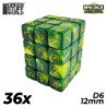36x Dados D6 12mm - Verde Marmol