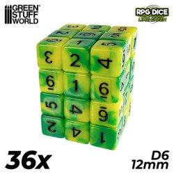36x Dados D6 12mm - Lima Marmol
