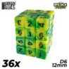 36x Dados D6 12mm - Lima Marmol