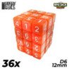 36x Dados D6 12mm - Naranja