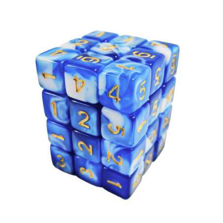 36x Dados D6 12mm - Azul Blanco