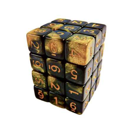 36x Dados D6 12mm - Ambar Marmol