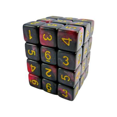36x Dados D6 12mm - Rojo Marmol