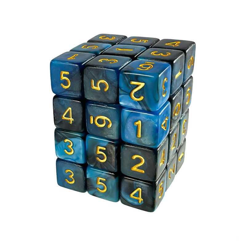 36x Dados D6 12mm - Azul Marmol