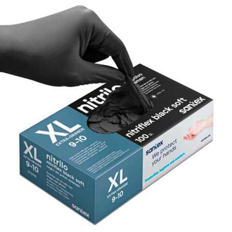 Guantes Negros de Nitrilo - Extra Grande