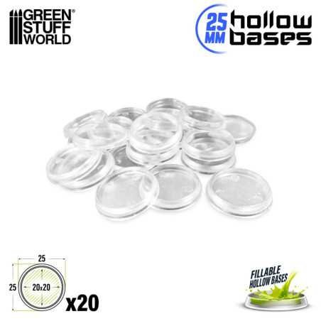 Peanas de plástico transparentes con HUECO - Redondas 25mm