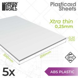 Plancha Plasticard ABS 0'25 mm - COMBOx5 planchas