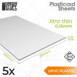 Plancha Plasticard uPVC 0'16mm - COMBOx5 planchas