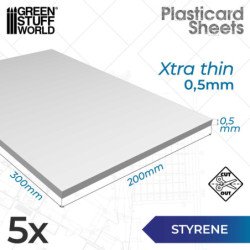 Láminas de Estireno 0.5 mm Pack x5