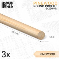 Varilla Redonda Madera Pino 6x250mm