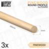 Varilla Redonda Madera Pino 6x250mm