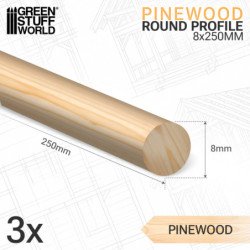 Varilla Redonda Madera Pino 8x250mm