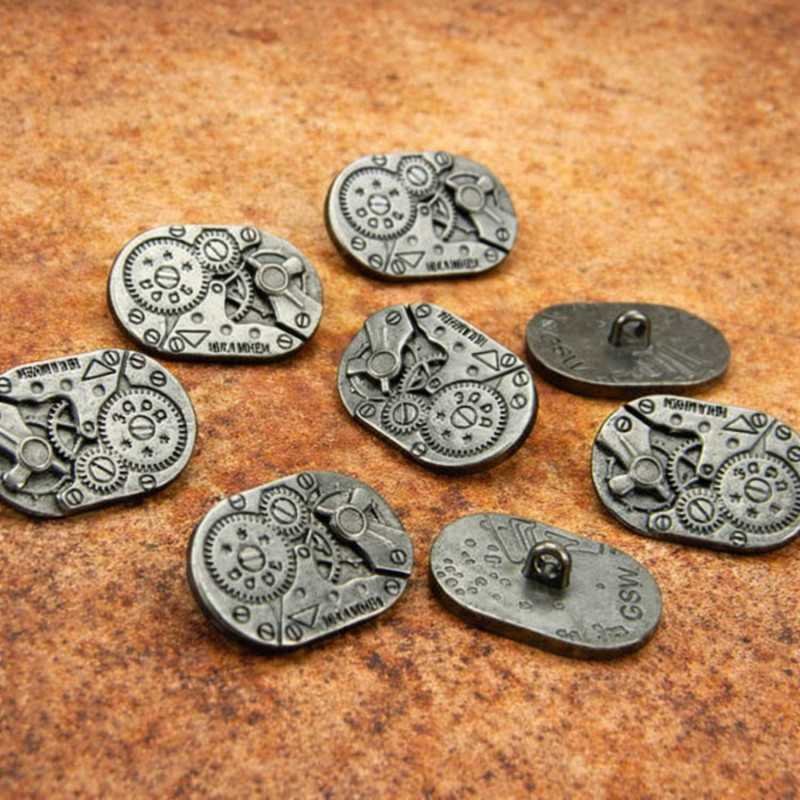 8x Botones Ovalados Steampunk MOVIMIENTOS RELOJ - Plata