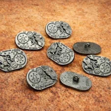 8x Botones Ovalados Steampunk MOVIMIENTOS RELOJ - Plata