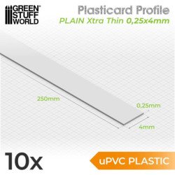 Perfil Plasticard uPVC - Ultra Finas 0.25mm x 4mm