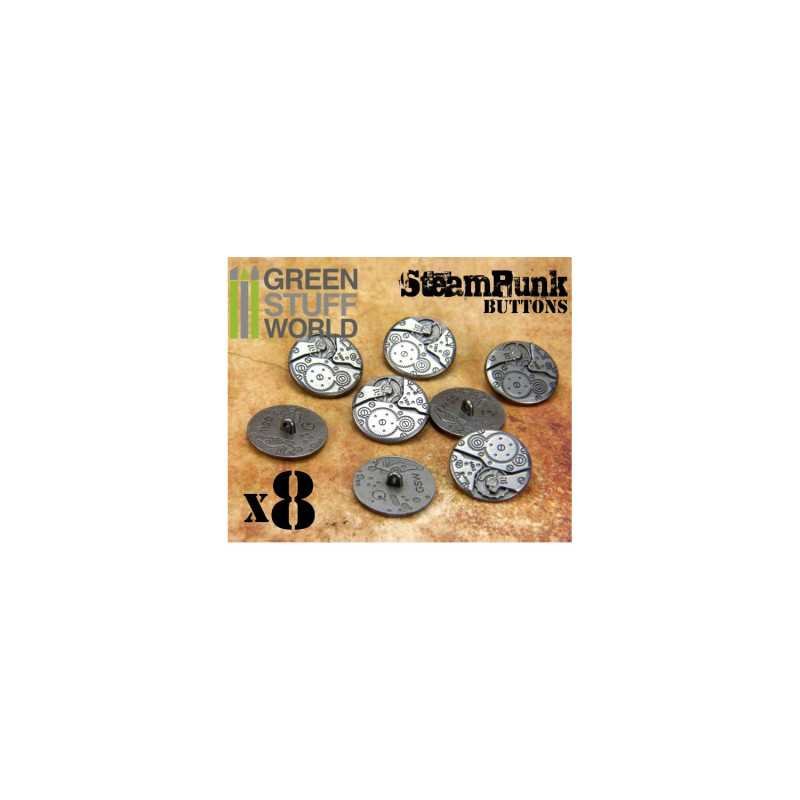 8x Botones Steampunk MOVIMIENTOS RELOJ - Plata