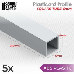Perfil Plasticard TUBO CUADRADO 6mm